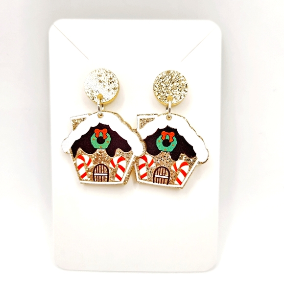 Jewelry - Gingerbread House Earrings Christmas Holiday Festive